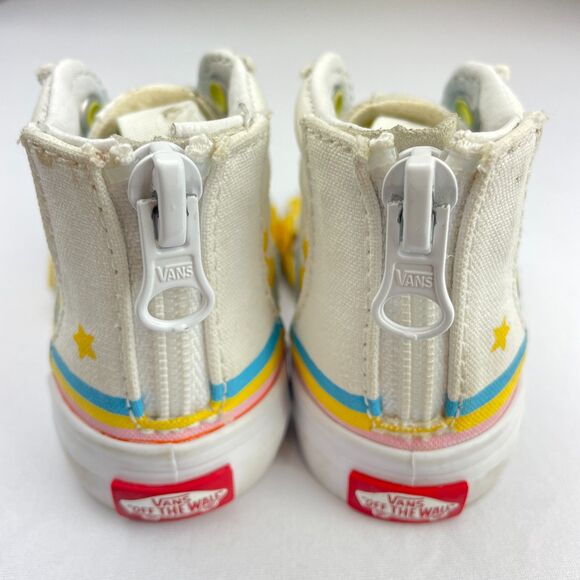 ~ Vans 5 Toddler Sneakers Rainbow Star High Tops Zip Baby Child Kid Shoes Sk8 - Picture 7 of 14